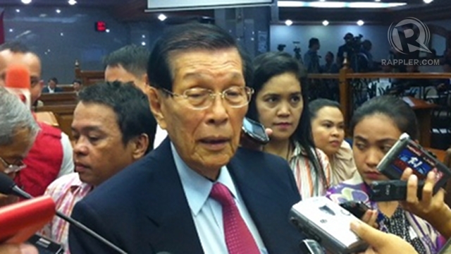 PERSONAL MATTER. Senate President Juan Ponce Enrile says having a safe, satisfying sex life is the business of a couple and not of the state. Photo by Ayee Macaraig 