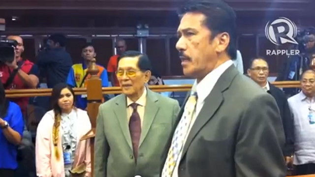 'INVESTIGATE THEM.' Senate President Juan Ponce Enrile (left) says the Senate should investigate members accused of plagiarism, like Senate Majority Leader Vicente Sotto III.