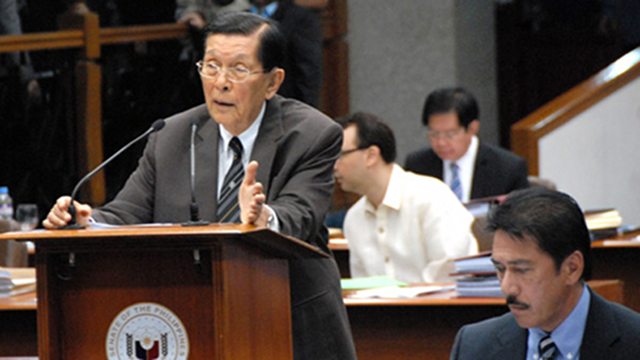 'THE HARDLINERS.' Senate President Juan Ponce Enrile and Sen Sotto have been described as the hardliners against the RH bill. File photo by Joe Arazas/Senate PRIB 