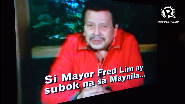 TRIED AND TESTED? The camp of re-electionist Mayor Alfredo Lim plays an old video of his rival in the polls, former President Joseph Estrada, endorsing his bid for mayoral post in 2007. Rappler/Jerald Uy