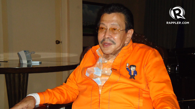 'STOP THE DIRTY TRICKS.' Mayoral candidate Joseph Estrada says incumbent Mayor Alfredo Lim is living up with his name as "Dirty Harry." Rappler/Jerald Uy