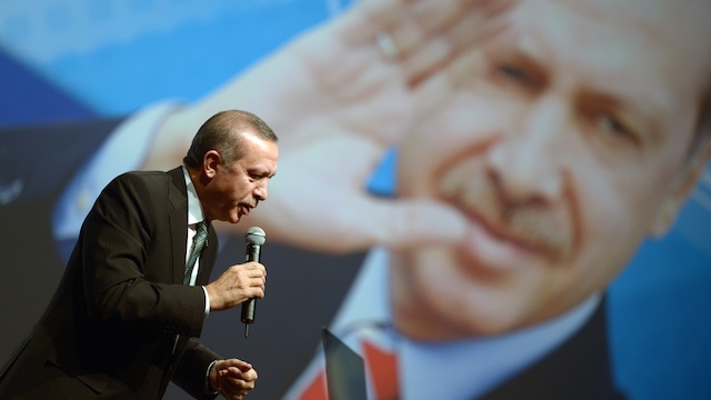 TROUBLE AHEAD? In this file photo, Turkish Prime Minister Recep Tayyip Erdogan speaks to members of the Turkish community at Tempodrom in Berlin, Germany, 04 February 2014. Rainer Jensen/EPA