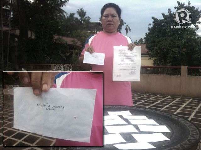 VOTE BUYING WITNESS. In her affidavit, Evelyn Pedrera claims that a barangay captain instructed her to personally distribute 22 envelopes to voters in Maasin City. Photo by Voltaire Tupaz