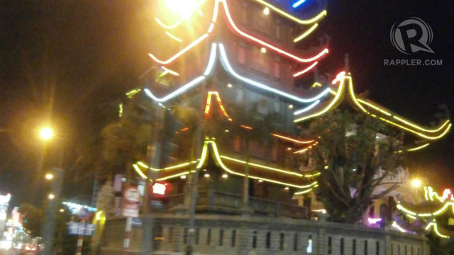 PAGODA AT NIGHT. The Buddhist temples in District 3 are beautifully lit at night