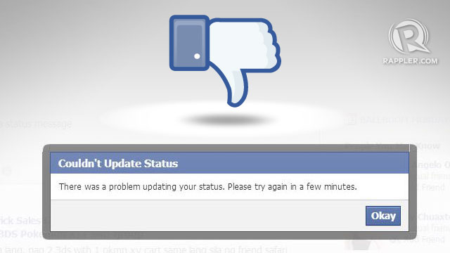 NO POSTING. Facebook appears to be having a widespread service interruption. Screen shot from Facebook