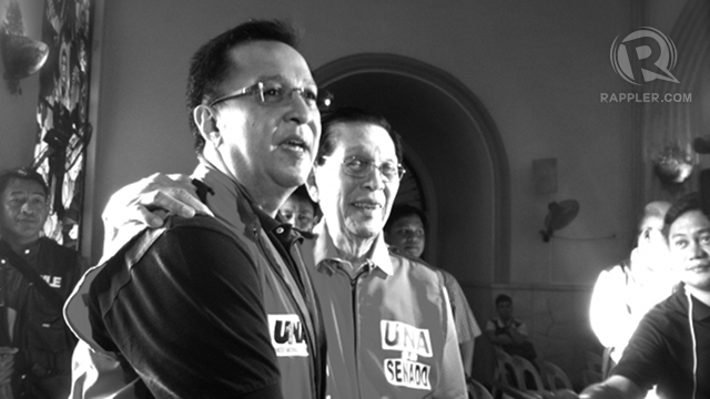 FACTOR IN DROP. Senate President Juan Ponce Enrile admits the Senate fund controversy may have been a factor in the huge drop in his popularity. His son Cagayan Rep Jack Enrile says he will inevitably be affected by what happens to his father. Photo by Ayee Macaraig 