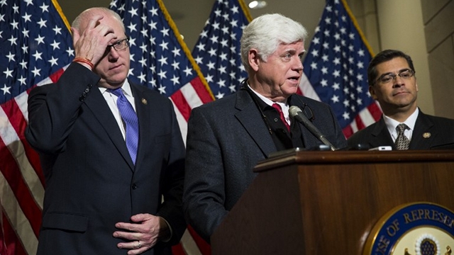 CLOCK TICKING. (L-R) Represenatives Joseph Crowley (D-NY), John Larson (D-CT), and Xavier Becerra (D-CA) hold a news conference about jobs and the 'fiscal cliff' on Capitol Hill, December 30, 2012 in Washington, DC. The House and Senate are both in session today to deal with the looming 'fiscal cliff.' issue. Drew Angerer/Getty Images/AFP