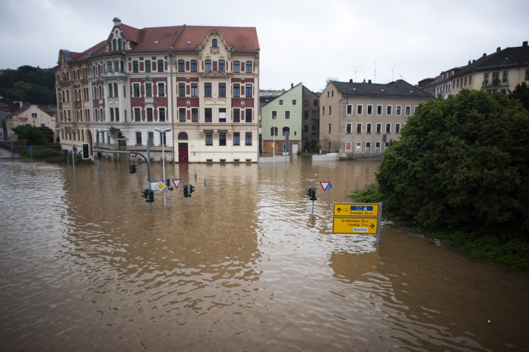 SUBMERGED. The floods of the river Elbe submerge the streets of Meissen, eastern Germany, on June 4, 2013. Torrential rain and heavy flooding hit central Europe. Photo by Martin Foerster/AFP