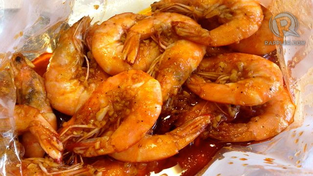 “SWEET CHILI SHRIMP. Shrimp cooked in butter, olive oil, garlic and chili sauce imported from Vietnam. The spice is not overpowering at all.”]