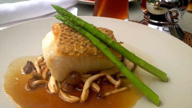 PAN-SEARED CHILEAN SEA BASS. Kai's best-selling main dish. The mushroom sauce has truffle oil, so there's a sweetness that accompanies the juicy meat of the fish.