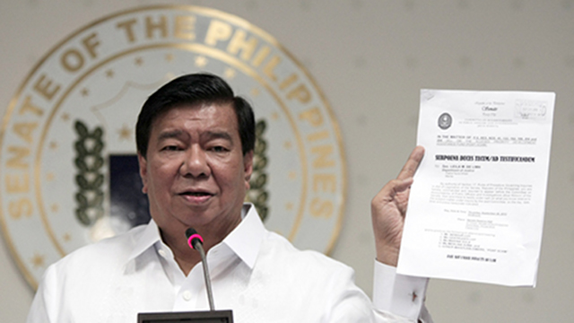 'NO COVER-UP.' Senate President Franklin Drilon finally decides to sign the subpoena for Napoles, saying "I have never been a part of any cover-up and I will never be." File photo by Senate PRIB 