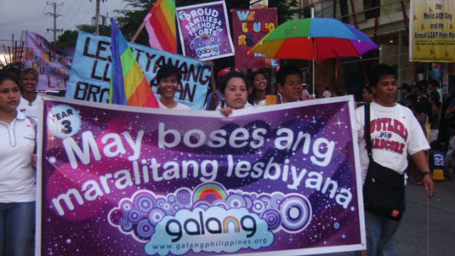 HUMAN RIGHTS. Gender rights is human rights, this is what advocates are fighting for. Photo taken during the 2010 Pride March, GALANG's banner says "poor lesbians have voices." Photo by Fritzie Rodriguez