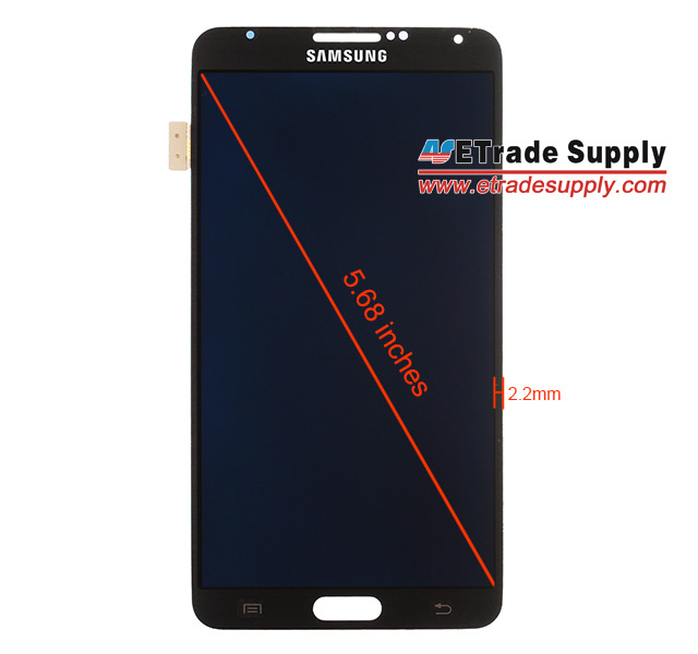 SMALLER BEZEL: The Galaxy Note 3 is reported to sport a larger display but will retain its form factor thanks to a smaller 2.2mm bezel according to this image from e-tradesupply.com