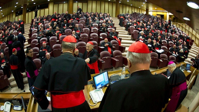PRE-CONCLAVE MEETING. Bound by secrecy, cardinals meet daily before the conclave to discuss issues faced by the Catholic Church, among others. Photo from news.va's Facebook page