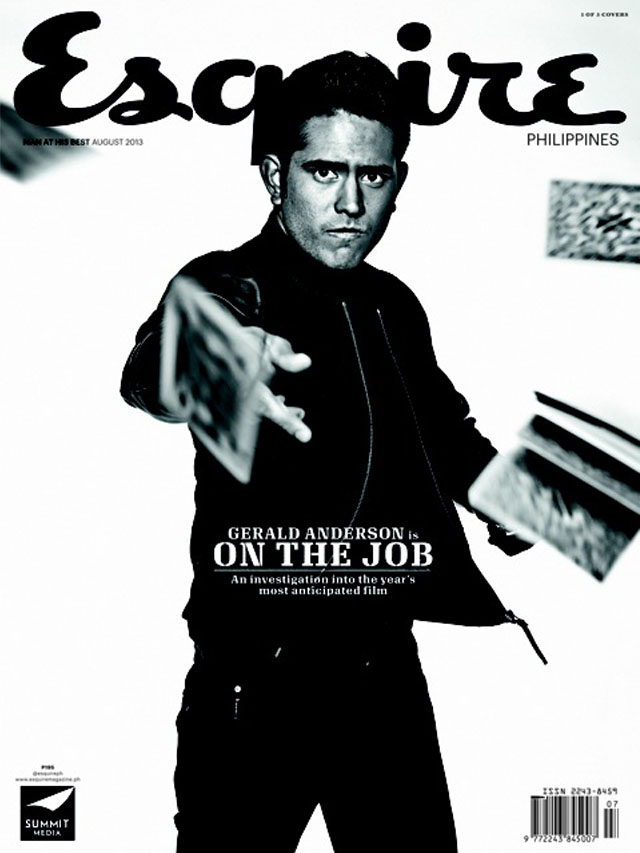 GERALD ON THE JOB. Gerald Anderson in Esquire's three-part cover. Photo by Paco Guerrero.