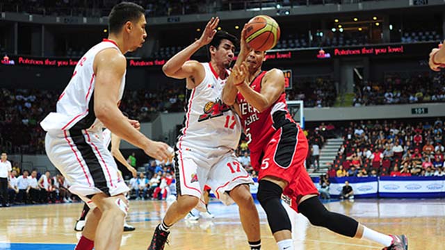 ANCHOR. Japeth Aguilar has been the solid anchor for Ginebra, doing damage with major numbers throughout the conference. Photo by KC Cruz/PBA Images
