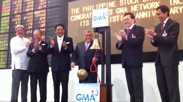 RINGING IN THE FUTURE. GMA Network Chairman and CEO Felipe L. Gozon spoke to media after ringing the opening bell at the Philippine Stock Exchange in celebration of GMA's 5th anniversary as a listed company. Photo courtesy of Katherine Visconti.