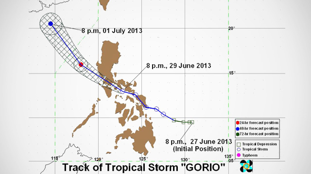 FORECAST. Track of tropical storm Gorio. Image courtesy of Pagasa