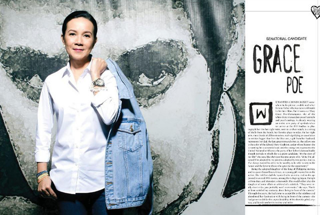 'WOMAN WE LOVE.' Grace Poe in the February 2013 issue of Esquire Magazine Philippines. Image from the Grace Poe Facebook page
