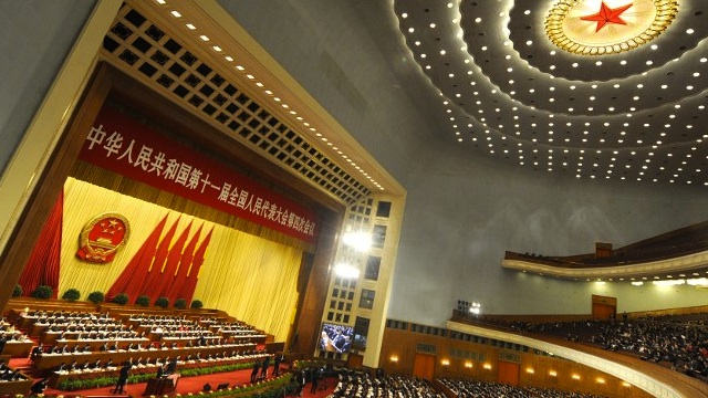 CHINA'S POLITICAL CENTER. A general view shows the Great Hall of the People during the plenary session of the National People's Congress in Beijing on March 10, 2011. AFP PHOTO / LIU Jin