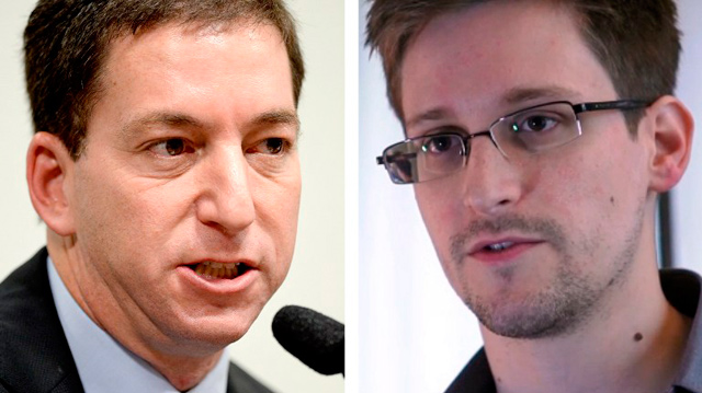 Greenwald and Snowden images courtesy AFP