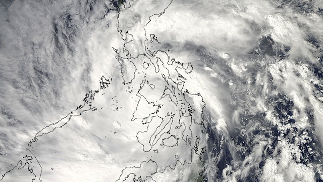 MEGASTORM. As Super-Typhoon Haiyan moved over the central Philippines on Nov. 8 at 05:10 UTC/12:10 a.m. EDT, the MODIS instrument aboard NASA's Aqua satellite captured this visible image. Photo courtesy NASA Goddard MODIS Rapid Response Team