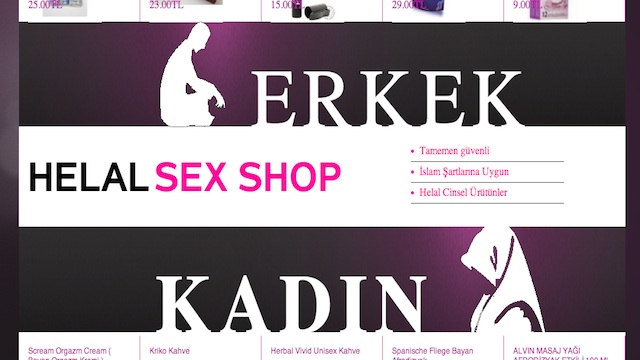 'HALAL.' The homepage of the "Halal Sex Shop" which opened for business in Turkey. Screen grab from http://www.helalsexshop.com/