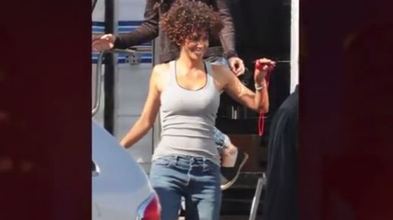 HALLE BERRY BACK ON the set of 'The Hive,' set for release in 2013. Screen grab from YouTube
