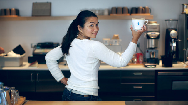 HAND DRIP ADVOCATE. Selina Viguera holds up a ceramic coffee dripper used in the hand drip method of coffee-brewing