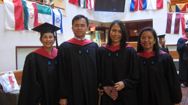 NEVER TOO LATE. The author (leftmost) with fellow Filipino graduates of the MPA program of Harvard Kennedy School (from left to right) Benigno Durana, Jr., Anneli Lontoc and Alma Dolot. Photo contributed by Gianna Montinola