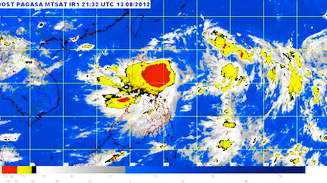 MTSAT ENHANCED-IR Satellite Image showing tropical storm Helen, 5:32 A.M., 14 August 2012. Image courtesy of Pagasa.