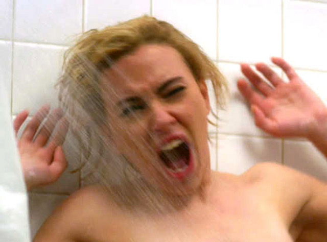 INFAMOUS SCENE. ScarJo and the infamous shower scene in 'Psycho'