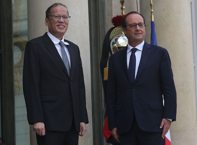 PRAISE FOR AQUINO. French President Francois Hollande compares President Benigno Aquino III to his mother, democracy icon Corazon Aquino. Malacanang Photo Bureau