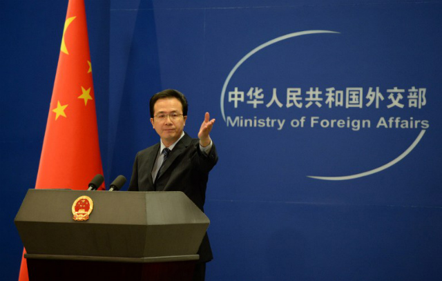 'INDISPUTABLE SOVEREIGHTY.' Chinese Foreign Ministry spokesman Hong Lei says China's permission is needed for oil drilling activities in the South China Sea. File photo by AFP