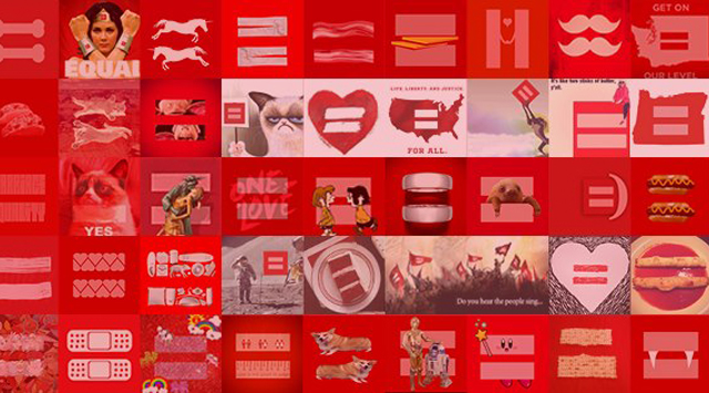 The red equals sign symbolizes both equality and love for LGBT advocates. Photo from the Human Rights Campaign Facebook page.
