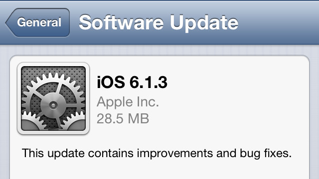 IOS 6.1.3. Apple's new software update addresses a security issue in iOS.