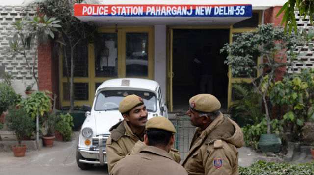 YET ANOTHER INCIDENT. Indian policemen stand in front of the Paharganj police station in New Delhi on January 15, 2013 one day after a Danish tourist visiting India was allegedly raped. AFP Photo