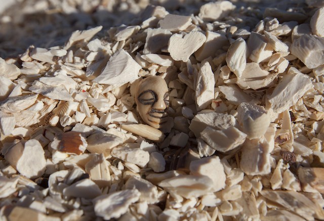 CRUSHED. The face of a crushed confiscated ivory trinket, estimated by US wildlife officials to be from around 2,000 elephants, is crushed at the National Wildlife Property Repository, Denver, Colorado, USA, 14 November 2013. Alex Hofford/EPA
