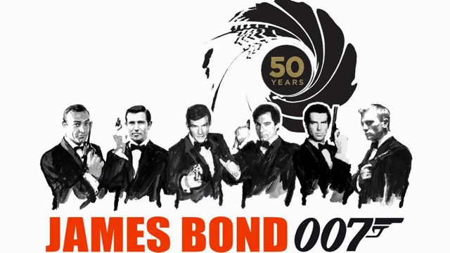 PICK YOUR BOND. Sean Connery, George Lazenby, Roger Moore, Timothy Dalton, Pierce Brosnan and Daniel Craig. Image from the James Bond 007 Facebook page