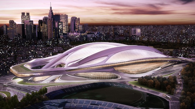 CONTROVERSIAL. An artist's rendition of the proposed Japan National Stadium, designed by architect Zaha Hadid. Image courtesy Japan Sport Council