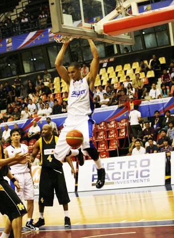 Japeth Aguilar throws down a two-handed jam during the 2011 FIBA Asia Champions Cup. Photo from the Smart Gilas Facebook page