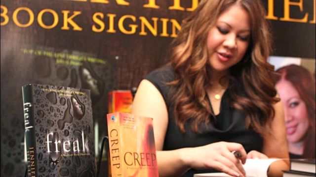 JENNIFER HILLIER AT A book-signing for 'Creep' and 'Freak.' Image from her Facebook page