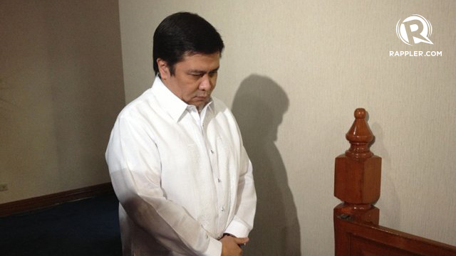 NOT CRIME. Sen Jinggoy Estrada is confident he will be acquitted, saying endorsing an NGO is "not a crime." He is photographed during the prayer at the start of session on Monday, September 16. Photo by Rappler/Ayee Macaraig