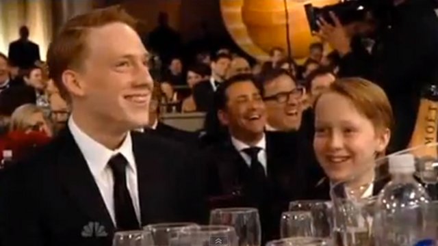 MODERN FAMILY. Foster's sons came to show their support at the 70th annual Golden Globes. Screen grab from YouTube (NewsPoliticsNow3)