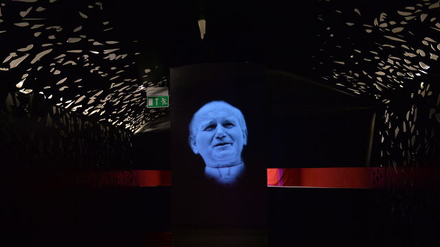JOHN PAUL II. A picture made available on April 7, 2014 shows a portrait of Pope John Paul II during the final preparations for the opening of The Holy Father John Paul II Family Home Museum in Wadowice, near Cracow, Poland, 05 April 2014. Jacek Bednarczyk/EPA