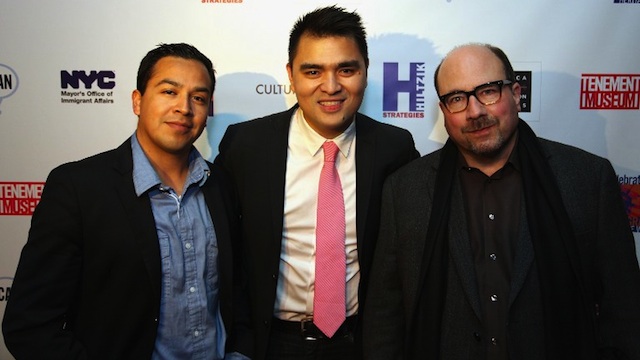 DOCUMENTED. Cesar Vargas, Jose Antonio Vargas, and Craig Newmark attend #UndocumentedNYC. Photo by Donald Bowers/Getty Images/AFP