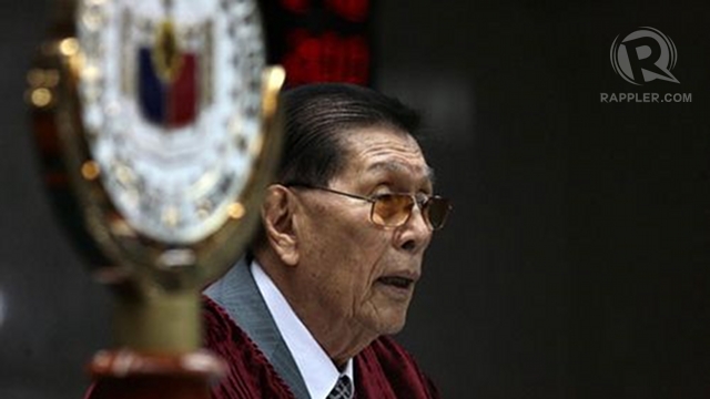 'TRIAL SUPERSTAR.' The Philippine Daily Inquirer gave Enrile this title for his performance as presiding officer in the Corona impeachment trial. File photo by Voltaire Domingo/Senate pool 