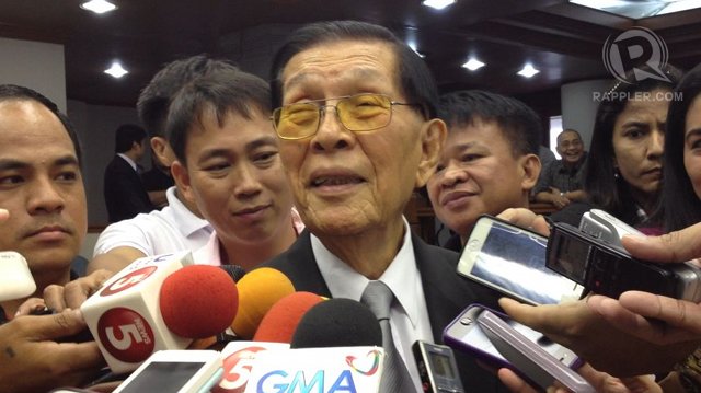 'CALL ME DEMON.' Senate Minority Leader Juan Ponce Enrile says he is ready for Santiago's personal attacks but asks her to refrain from blaming him for "Yolanda, Christ's crucifixion, and the death of Rizal." Photo by Ayee Macaraig/Rappler 