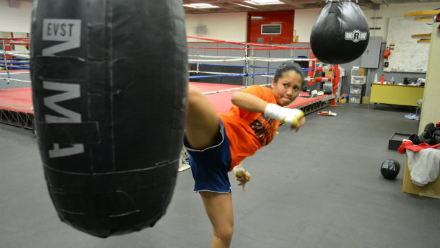 NOT JUST A PUNCHER. Ana Julaton practices kicks as she prepares for her ONE FC debut. Photo from AnaJulaton.com