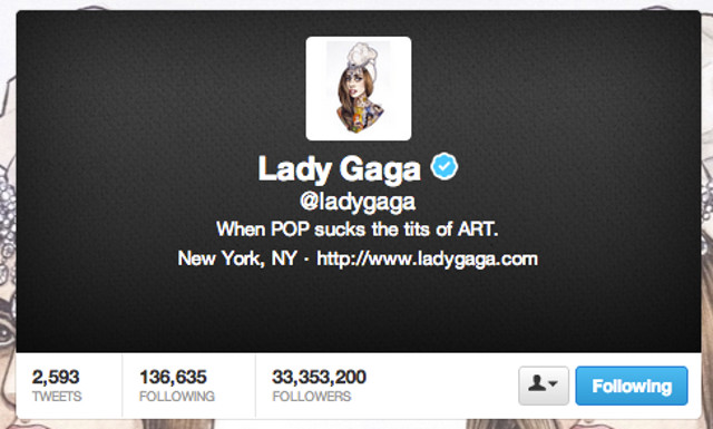 Screen shot from the Lady Gaga Twitter page